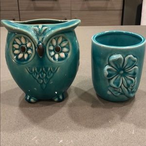 Teal accent vases